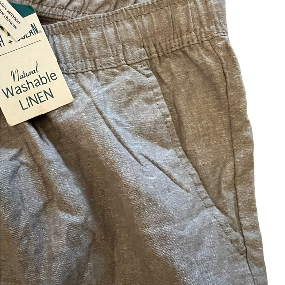 NWT Tenth + Ocean Washable Linen Cotton Gray Unlined Drawstring Waist Shorts - Picture 3 of 5